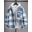 UNISEX Checked Plaid Colorblock Pocket Design Woolen Turn Down Collar Coat